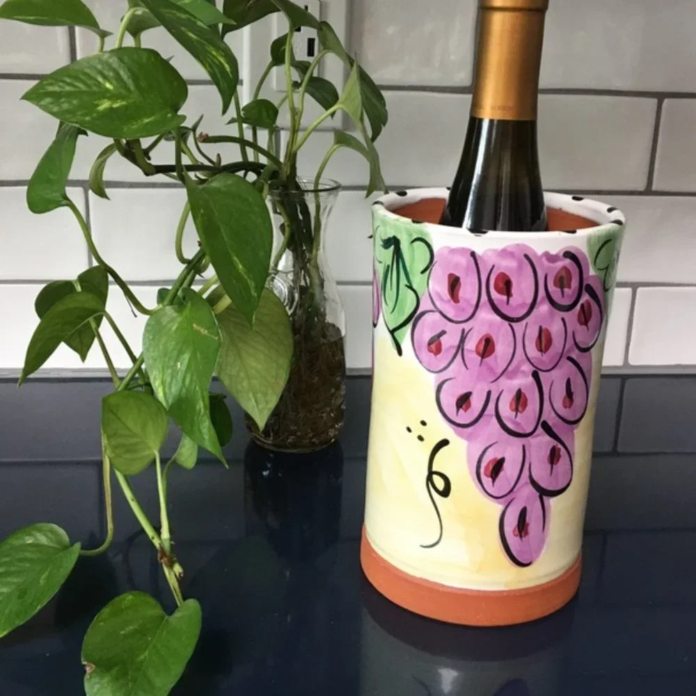 PRICE IS FIRM!  Artisan Hand Painted Holder/Organizer/Wine Cooler